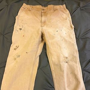 Thrashed Mens 38x30 Carhartt work pants khaki